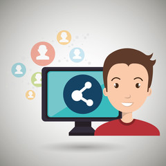 man social media apps vector illustration eps10