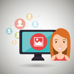 woman social media apps vector illustration eps10