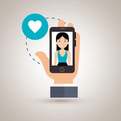 hand smartphone woman media vector illustration eps10