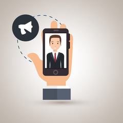 hand smartphone man media vector illustration eps10