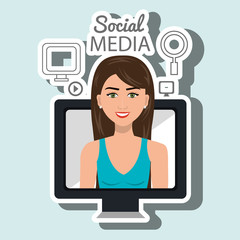 woman social media apps vector illustration eps10