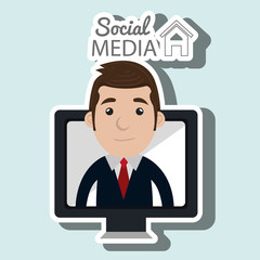 man social media apps vector illustration eps10
