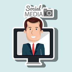 man social media apps vector illustration eps10