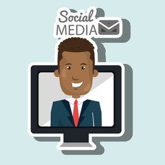 man social media apps vector illustration eps10