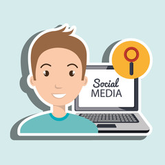 man social media apps vector illustration eps10