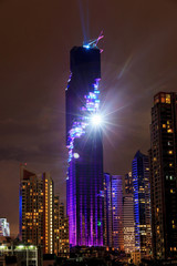 The nightlight of Bangkok cityscape for celebrating Mahanakhon s