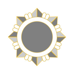 Medal award icon. Silver star order, isolated on white background. Medallion design element. Metallic emblem. Blank for certificate, winner, decoration. Symbol first, success, win Vector illustration