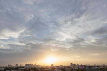 Fototapeta na wymiar Aerial view of dramatic sunset.