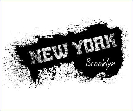 T shirt typography graphics New York. Athletic style NYC. Fashion american stylish print for sports wear. Grunge emblem. Template for apparel, card, poster. Symbol of big city. Vector illustration