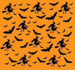 Fototapeta na wymiar Happy Halloween with Halloween icons, pattern and background