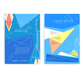 Cover design annual business report. Creative presentation templates. Vector design for brochures, flyers, cards. Modern flat line style, layout in A4 size