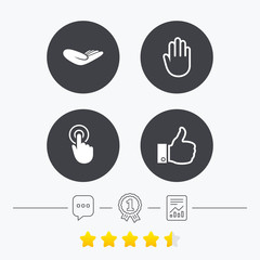 Hand icons. Like thumb up and click here symbols