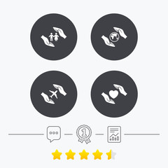 Hands insurance icons. Human life-assurance.