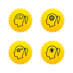 Head with brain icon.Female woman symbols.
