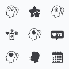 Naklejka premium Head with brain icon.Female woman symbols.
