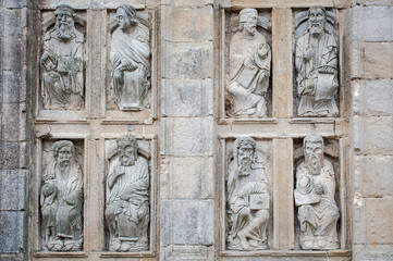 Bajo relieve religiosos,exterior de la catedral de Santiago de Compostela, españa