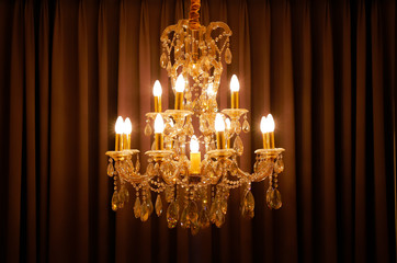 shining chandelier and curtain