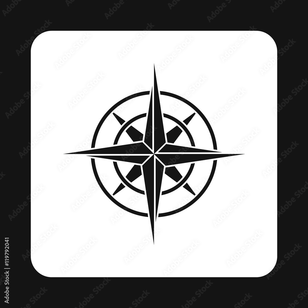 Poster sign of compass icon in simple style isolated on white background. navigation symbol