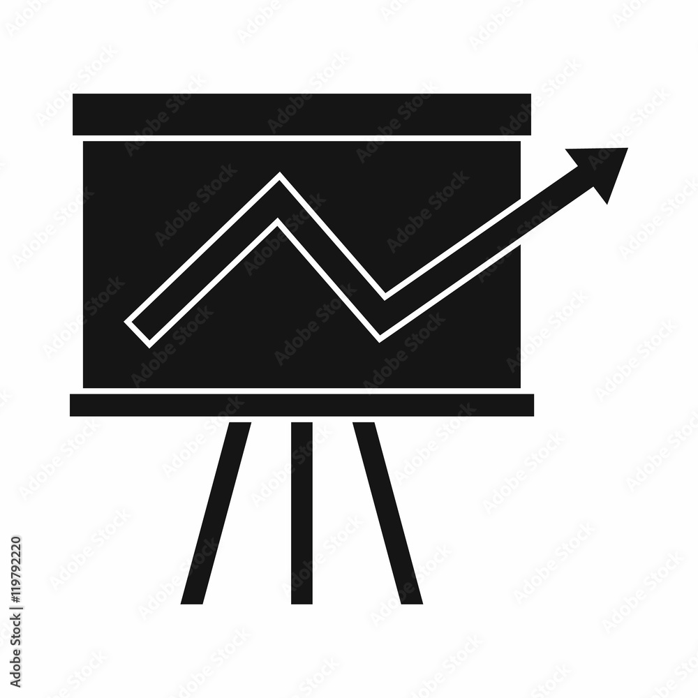 Poster flip chart with statistics icon in simple style isolated on white background. information symbol