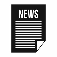 News newspaper icon in simple style isolated on white background. Tidings symbol
