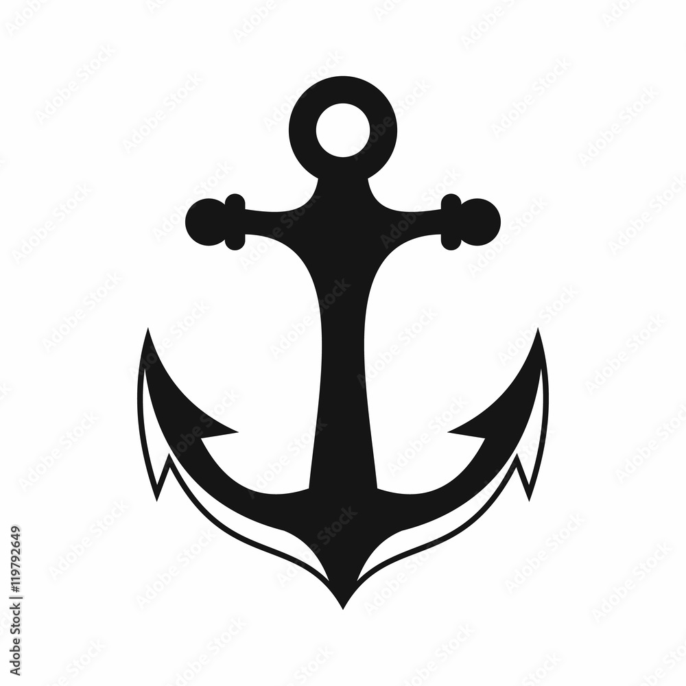 Poster anchor icon in simple style isolated on white background. part of the ship symbol