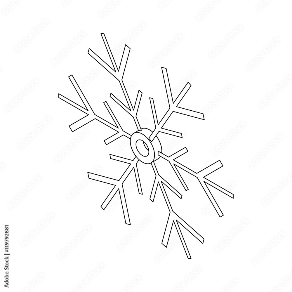 Poster snowflake icon in outline style isolated on white background