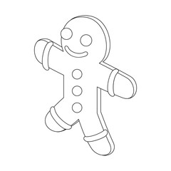 Gingerbread man icon in outline style isolated on white background