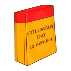 Columbus Day calendar, 12 october icon in cartoon style on a white background