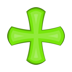 Green cross icon in cartoon style on a white background
