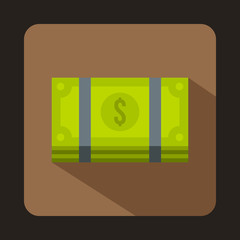 Dollar banknotes bills icon in flat style isolated with long shadow