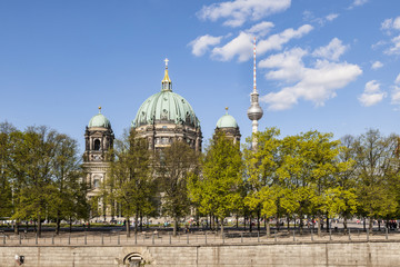 view to Berlin Dome with river spree