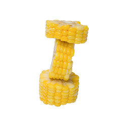 a sliced piece of yellow corn isolated on white