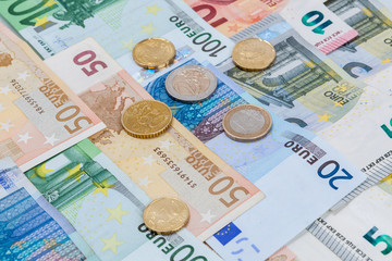 Money euro coins and banknotes