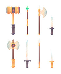 Fantasy medieval cold weapon set in flat-style - 119796675
