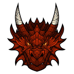 Dragon head mascot in color mosaic style.