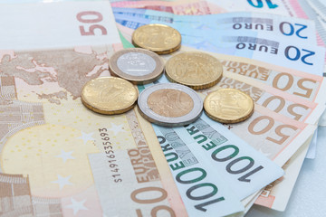 Money euro coins and banknotes