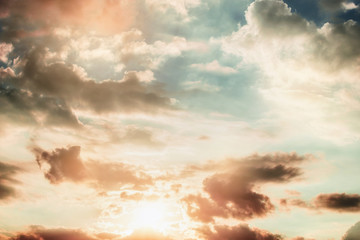 Fototapeta premium Beautiful sunset sky with clouds, outdoor nature