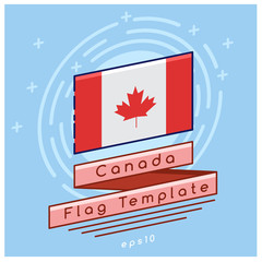 Canada Flag  : Flag Icon With Festive Background : Vector Illustration