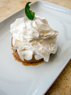 delicious dessert of mashed chestnuts with cream