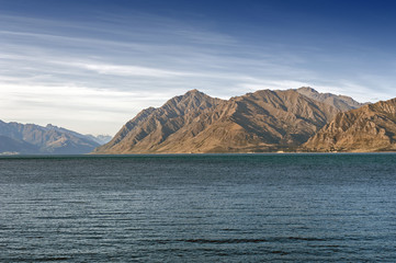 Lake Hawea located in the Otago Region of New Zealand is a popular resort, and is well used in the summer for fishing, boating and swimming