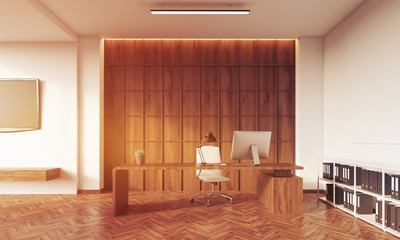 CEO office with sunlight and wooden wall
