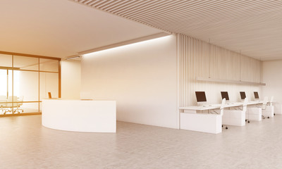 Reception counter and conference room