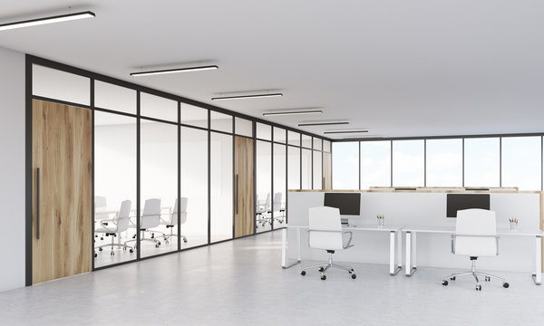 Meeting room and cubicles