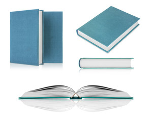 Set of books closeup isolated on white background