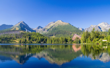 Fototapeta na wymiar lake scenery landscape in high tatras