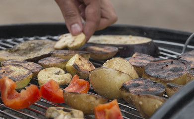 Potatoes. Zucchini. Pepper. Mushrooms. Grill.