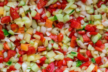 Vegetable salad mix of fresh sliced tomatoes, onions, peppers, c
