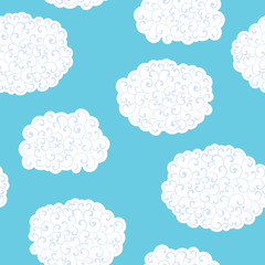 Seamless pattern of clouds on a blue background