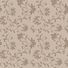 Seamless vector pattern. Abstract floral design. Vintage style.