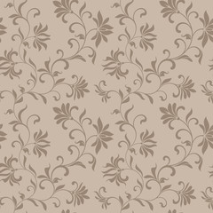 Seamless vector pattern. Abstract floral design. Vintage style.